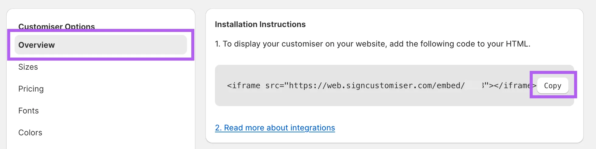 Customiser Code