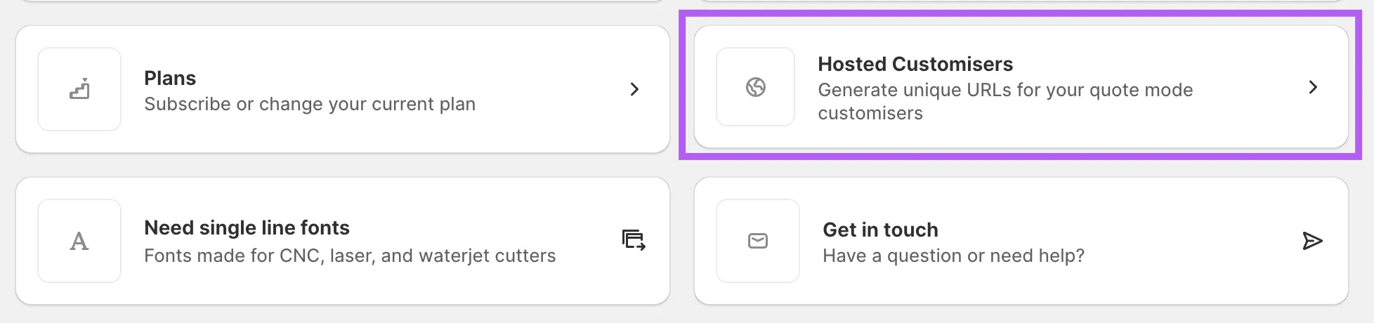 Customiser Links